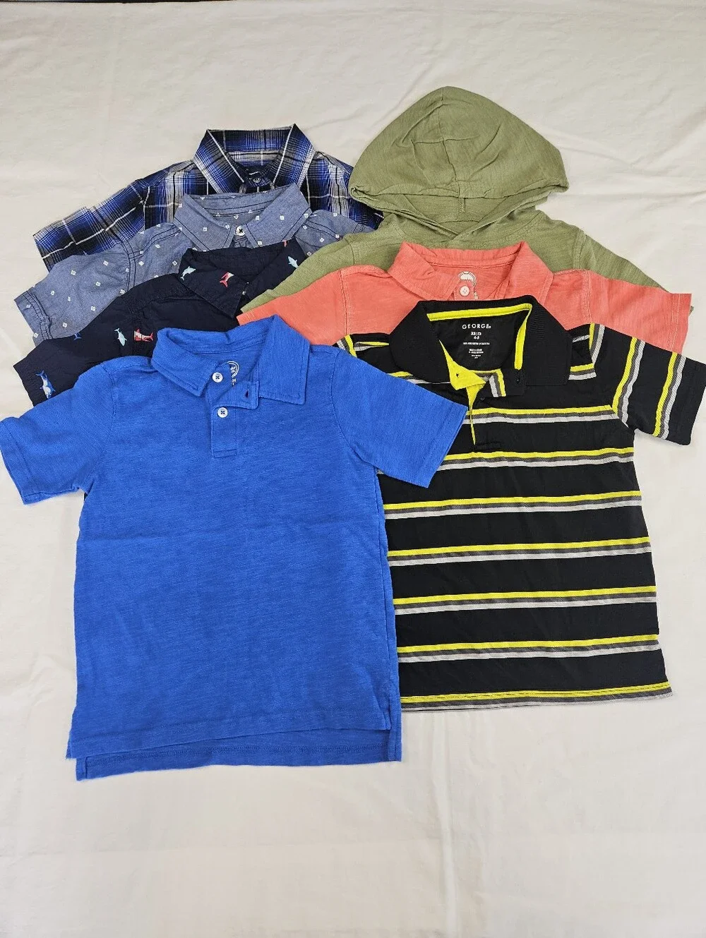 George Kids' Black & Yellow Striped Polo and Assorted Tops - 7-Pack Size 4/5